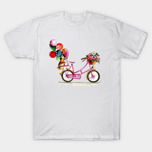 Bear Holding Balloon Watercolor T-Shirt